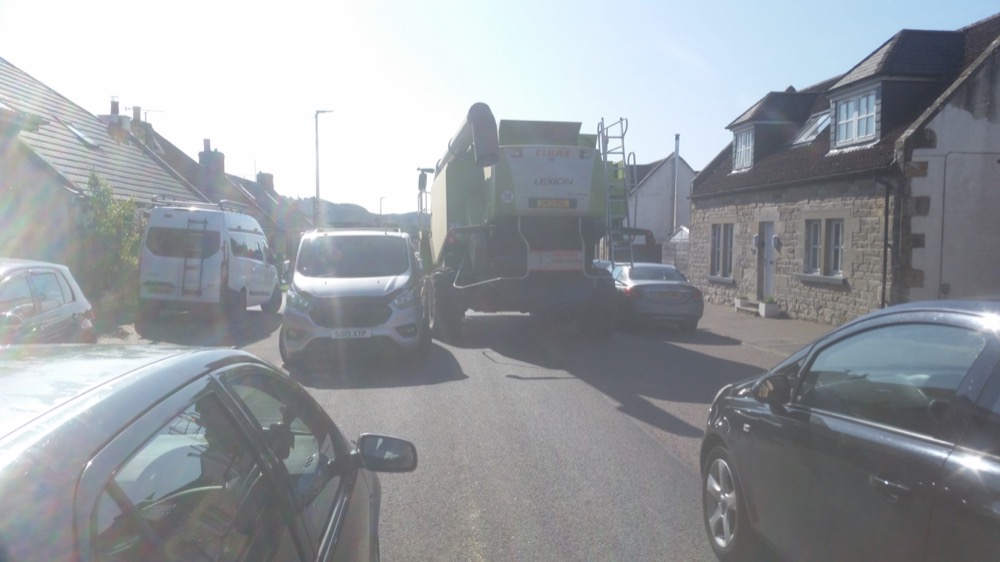 Combine struggling to get through Springfield with pavement parking not allowed even on dropped kerb. Our request for pavement parking exemption was repeatedly dismissed by Fife Council